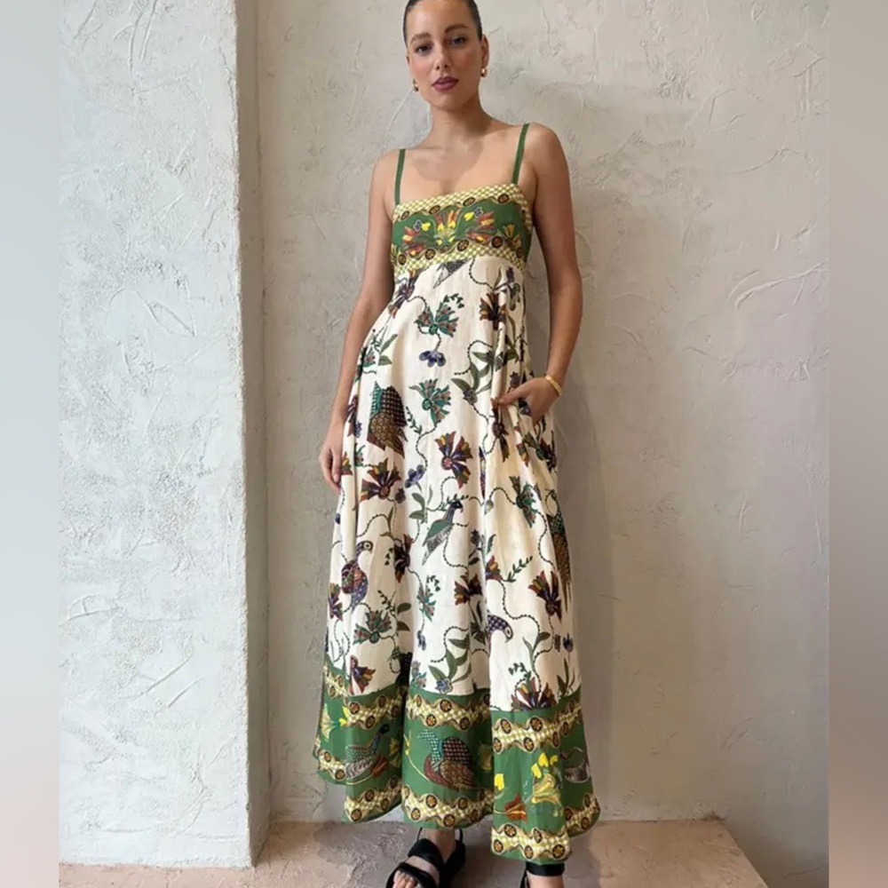 COPY - Holiday Birds Printed Dresses Women Beach Spaghetti Straps